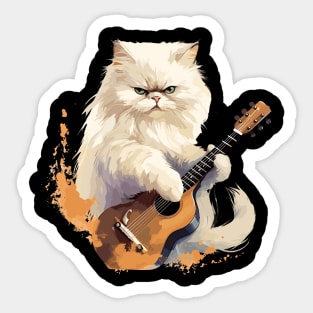 Persian Cat Playing Guitar Sticker